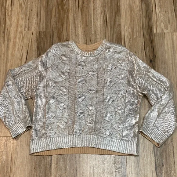 PISTOLA EVERLY FOIL ACCENT COTTON SWEATER GILDED CASTLE COLOR WOMENS SZ LARGE - Picture 4 of 13